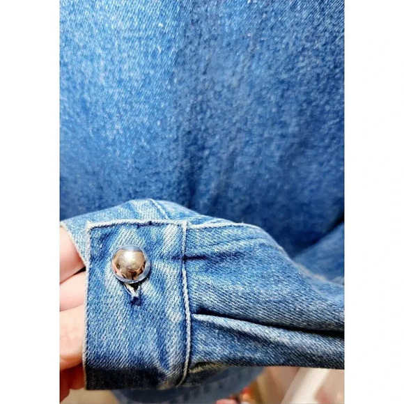 Vintage I.B. Diffusion Denim Jean Jacket Silver & Turquoise Studs Size 1… - Picture 9 of 14